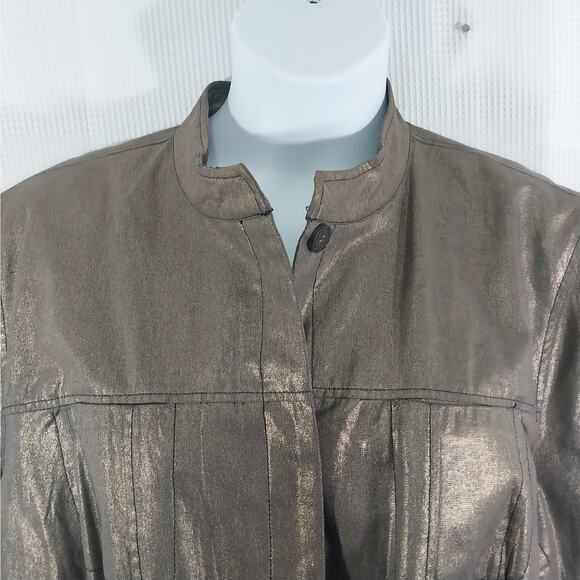 KORET! LUXE MIDNIGHT GOLD METALLIC BUTTON FRONT NEHRU JACKET, BLAZER! SZ 22W - Picture 6 of 11